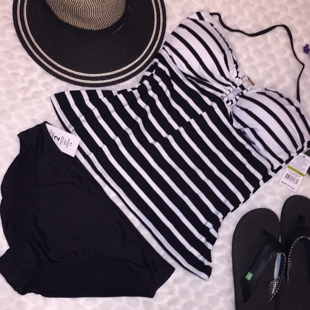 Ralph Lauren Halter Stripe Tankini Panty Swimsuit